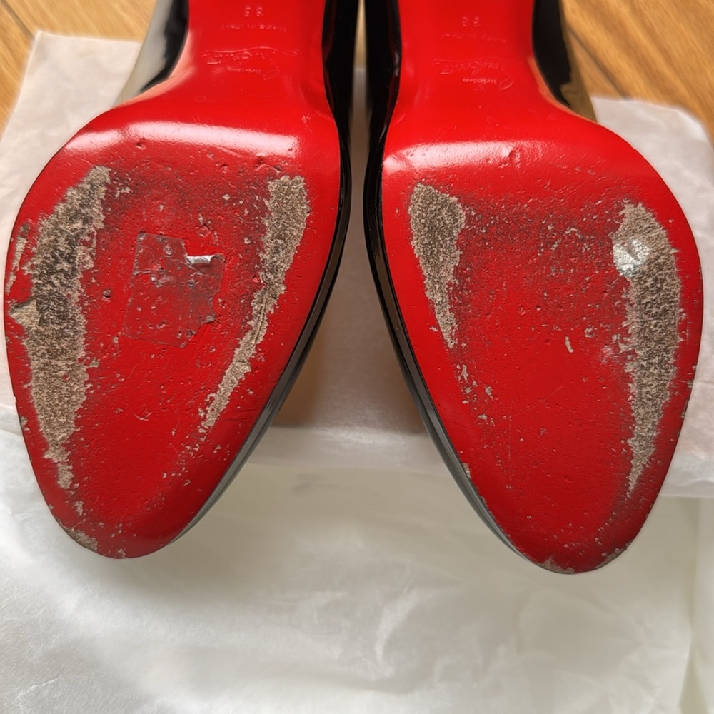 Christian Louboutin Simple Pump black 100mm heel Patent calf size 38 EUC - Picture 6 of 7